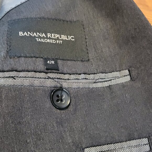 Banana Republic Tailored Fit Blazer 42R Gray Wool White Viscose Sport Coat - Picture 5 of 15